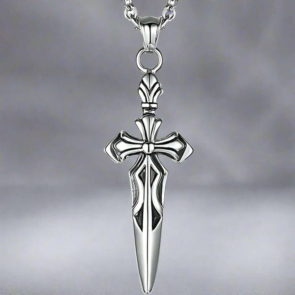 GOT SWORD -  Alloy Pendant with Pure Stainless Steel  24inch Round Box Chain, American trending Style for Men & Boys