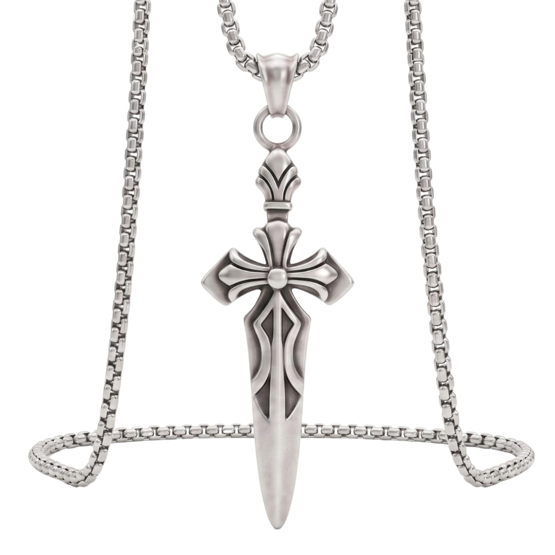 THE MEN THING SS Pendant/ Necklace GOT SWORD -  Alloy Pendant with Pure Stainless Steel  24inch Round Box Chain, American trending Style for Men & Boys