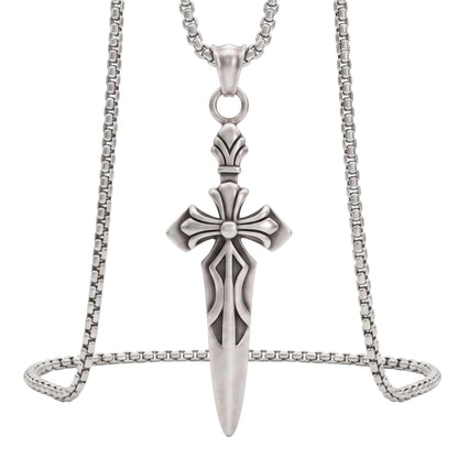 THE MEN THING SS Pendant/ Necklace GOT SWORD -  Alloy Pendant with Pure Stainless Steel  24inch Round Box Chain, American trending Style for Men & Boys
