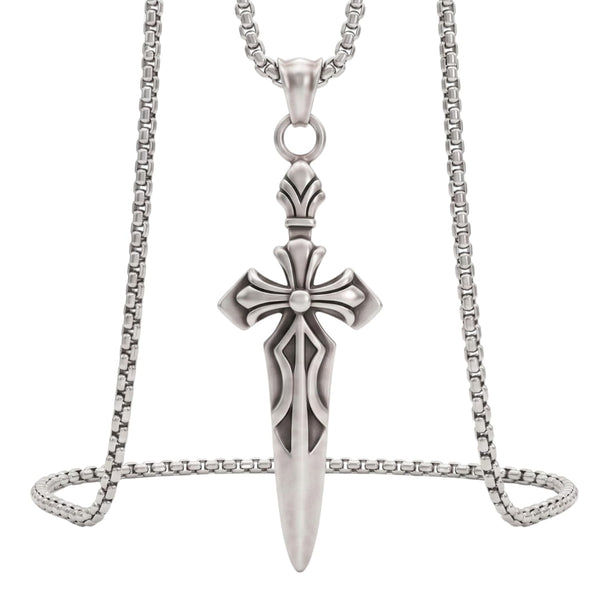 GOT SWORD -  Alloy Pendant with Pure Stainless Steel  24inch Round Box Chain, American trending Style for Men & Boys