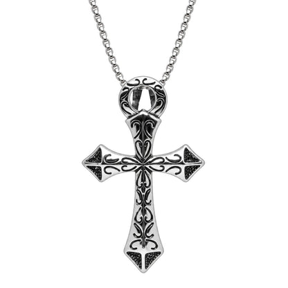 THE MEN THING SS Pendant/ Necklace GOTHIC RELIC CROSS - STEEL - 43mm Pure Titanium Steel Pendant with 23inch Round Box 2mm Chain for Men & Boys