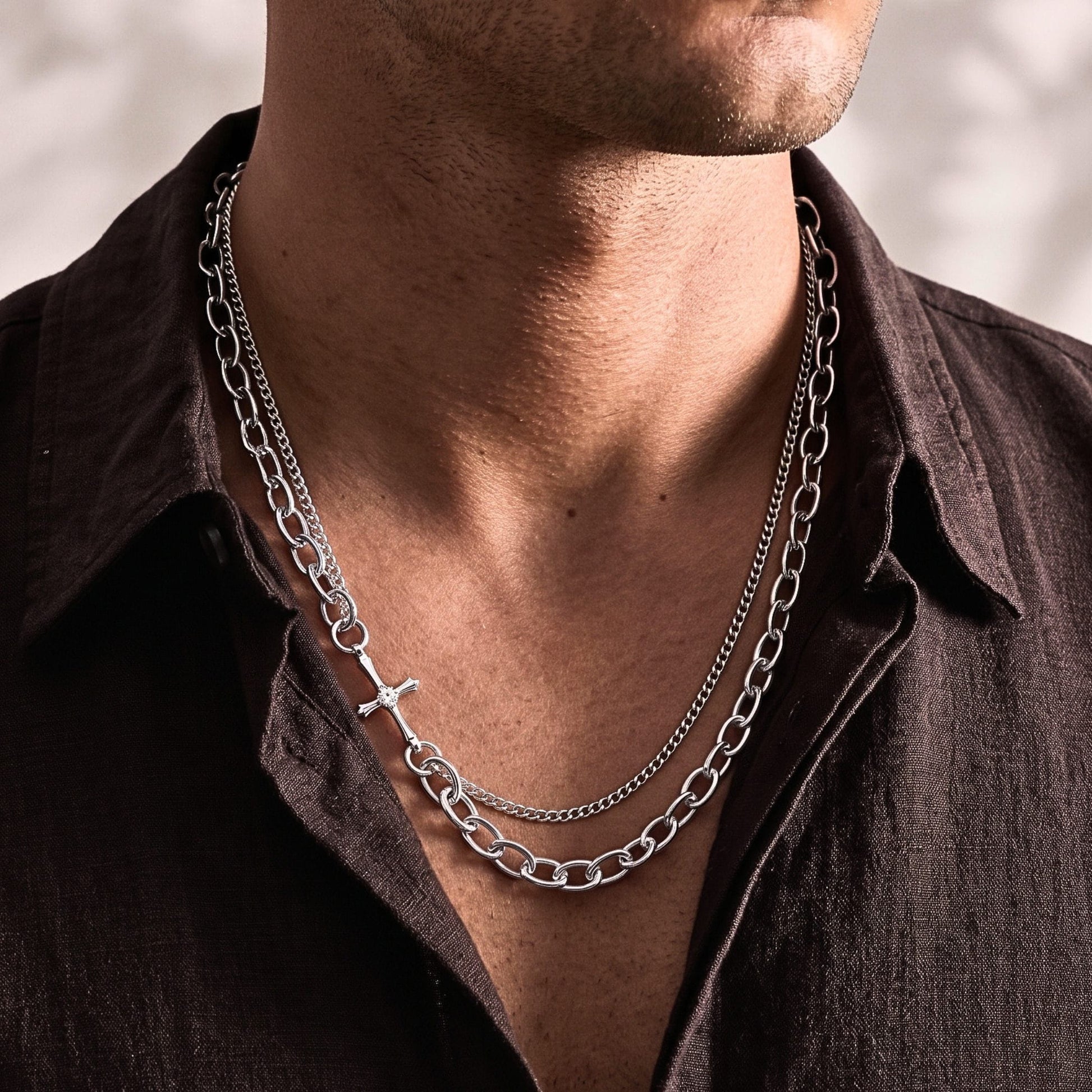THE MEN THING SS Pendant/ Necklace HALO LINK - Titanium Steel Pendant with 8mm Chain for Men & Boys (21inch)