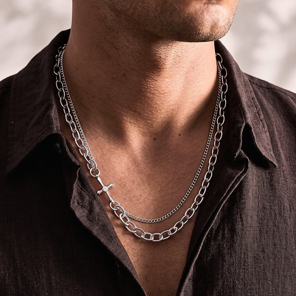 HALO LINK - Titanium Steel Pendant with 8mm Chain for Men & Boys (21inch)