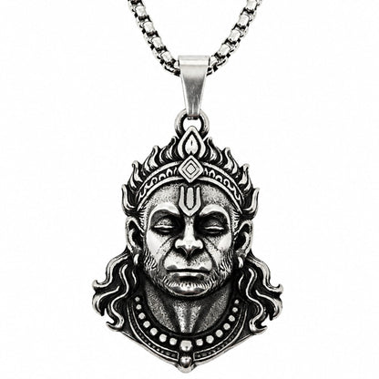 THE MEN THING SS Pendant/ Necklace HANUMAN LEGACY - Pure Vintage Pure Steel Pendant with 24inch Round Box 5mm Chain for Men & Boys