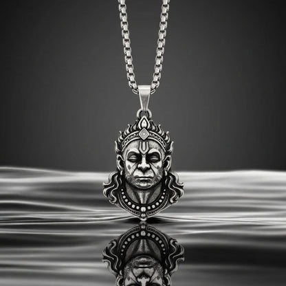 THE MEN THING SS Pendant/ Necklace HANUMAN LEGACY - Pure Vintage Pure Steel Pendant with 24inch Round Box 5mm Chain for Men & Boys
