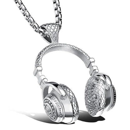 THE MEN THING SS Pendant/ Necklace HEADPHONE  - Titanium Steel Pendant with 24inch Round Box Chain for Men & Boys