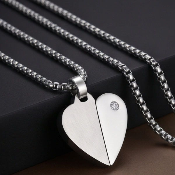 HEART FLIP - 20mm Titanium Steel Pendant with 24inch Round Box 3mm Chain for Men & Boys
