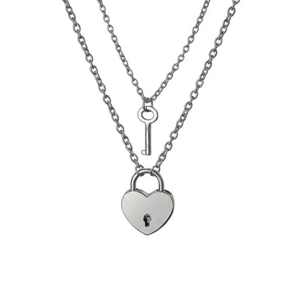 THE MEN THING SS Pendant/ Necklace HEART PADLOCK KEY - Pure Titanium Steel Pendant with 24inch Round Rolo Chain for Men & Boys