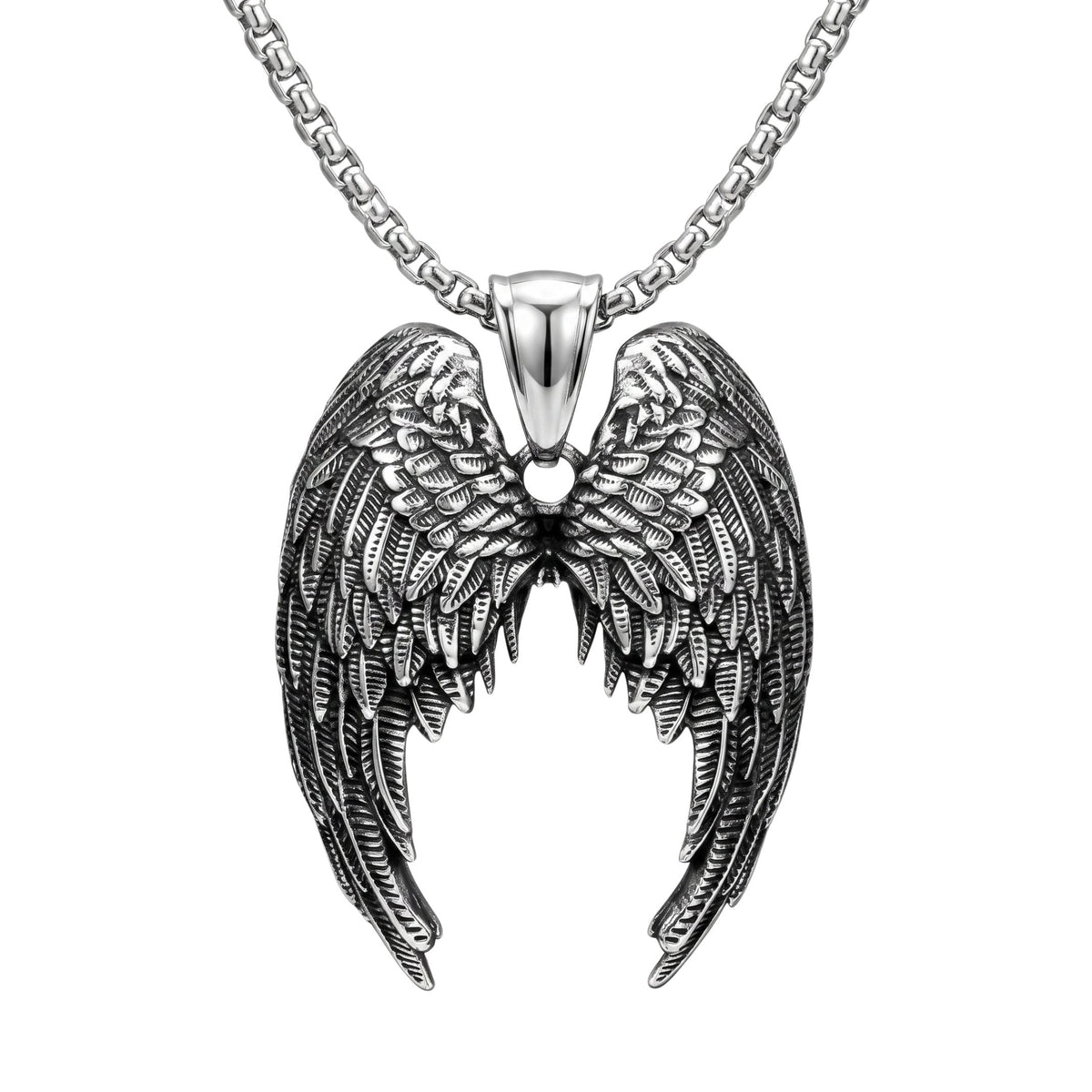 THE MEN THING SS Pendant/ Necklace HEAVEN SERAPH - 38mm Titanium Steel Pendant with 23inch Round Box 4mm Chain for Men & Boys