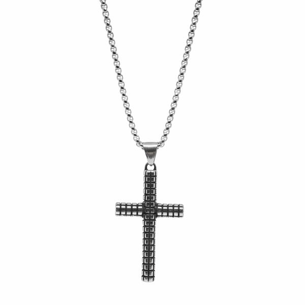 HEXA CROSS - 33mm Titanium Steel Pendant with 24inch Round Box 5mm Chain for Men & Boys