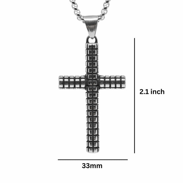 HEXA CROSS - 33mm Titanium Steel Pendant with 24inch Round Box 5mm Chain for Men & Boys