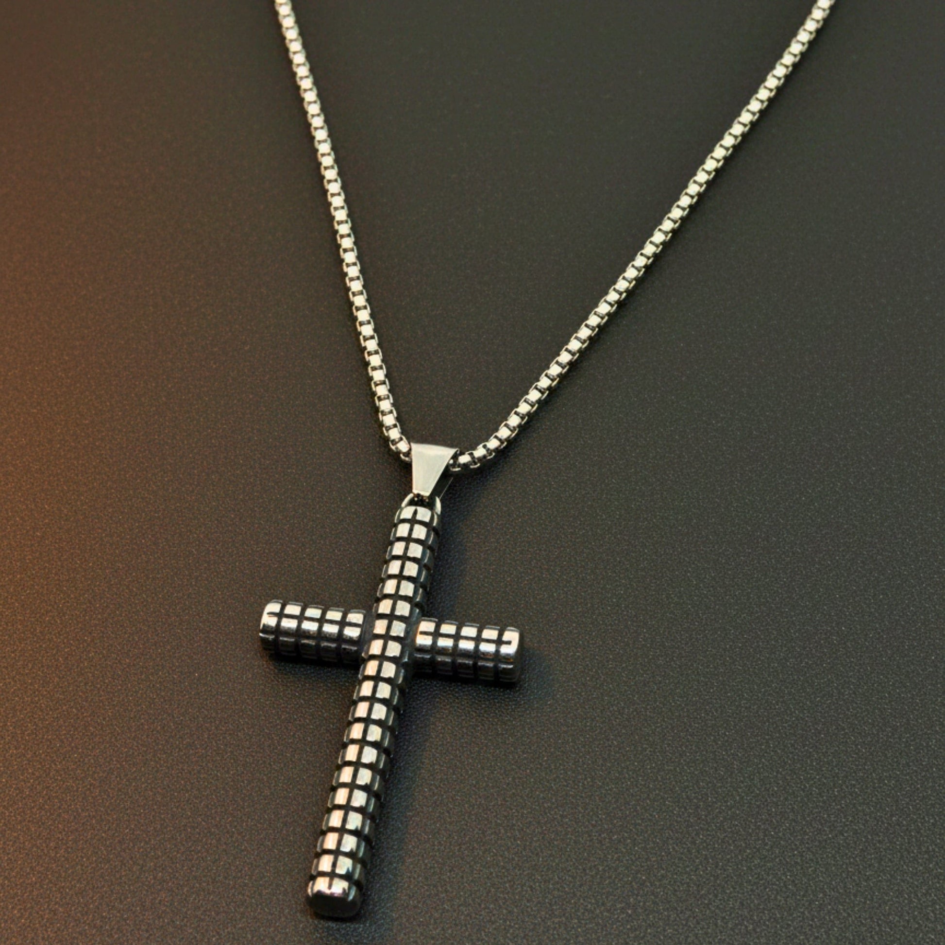 THE MEN THING SS Pendant/ Necklace HEXA CROSS - 33mm Titanium Steel Pendant with 24inch Round Box 5mm Chain for Men & Boys