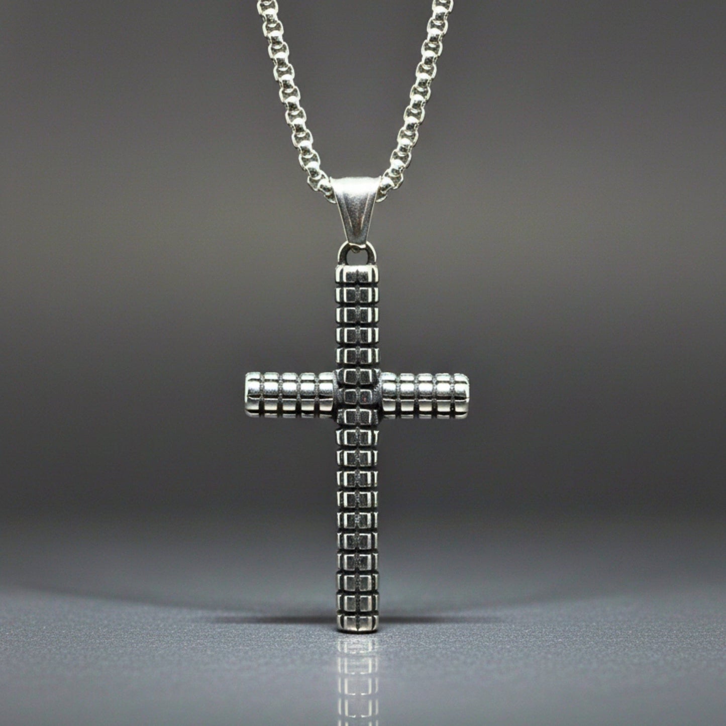 THE MEN THING SS Pendant/ Necklace HEXA CROSS - 33mm Titanium Steel Pendant with 24inch Round Box 5mm Chain for Men & Boys