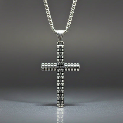 THE MEN THING SS Pendant/ Necklace HEXA CROSS - 33mm Titanium Steel Pendant with 24inch Round Box 5mm Chain for Men & Boys
