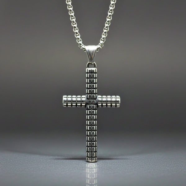 HEXA CROSS - 33mm Titanium Steel Pendant with 24inch Round Box 5mm Chain for Men & Boys