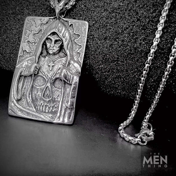 हिडन डेविल - शुद्ध स्टेनलेस स्टील 24 इंच गोल बॉक्स चेन के साथ मिश्र धातु पेंडेंट, पुरुषों और लड़कों के लिए अमेरिकी ट्रेंडिंग स्टाइल