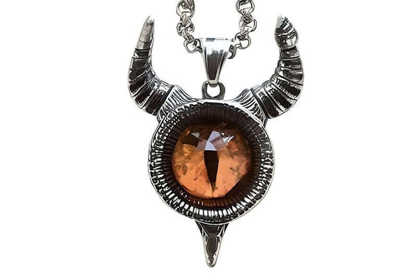 HORN YELLOW EYE PROTECT - Pure Titanium Steel Pendant with 24inch Round Box Chain for Men & Boys