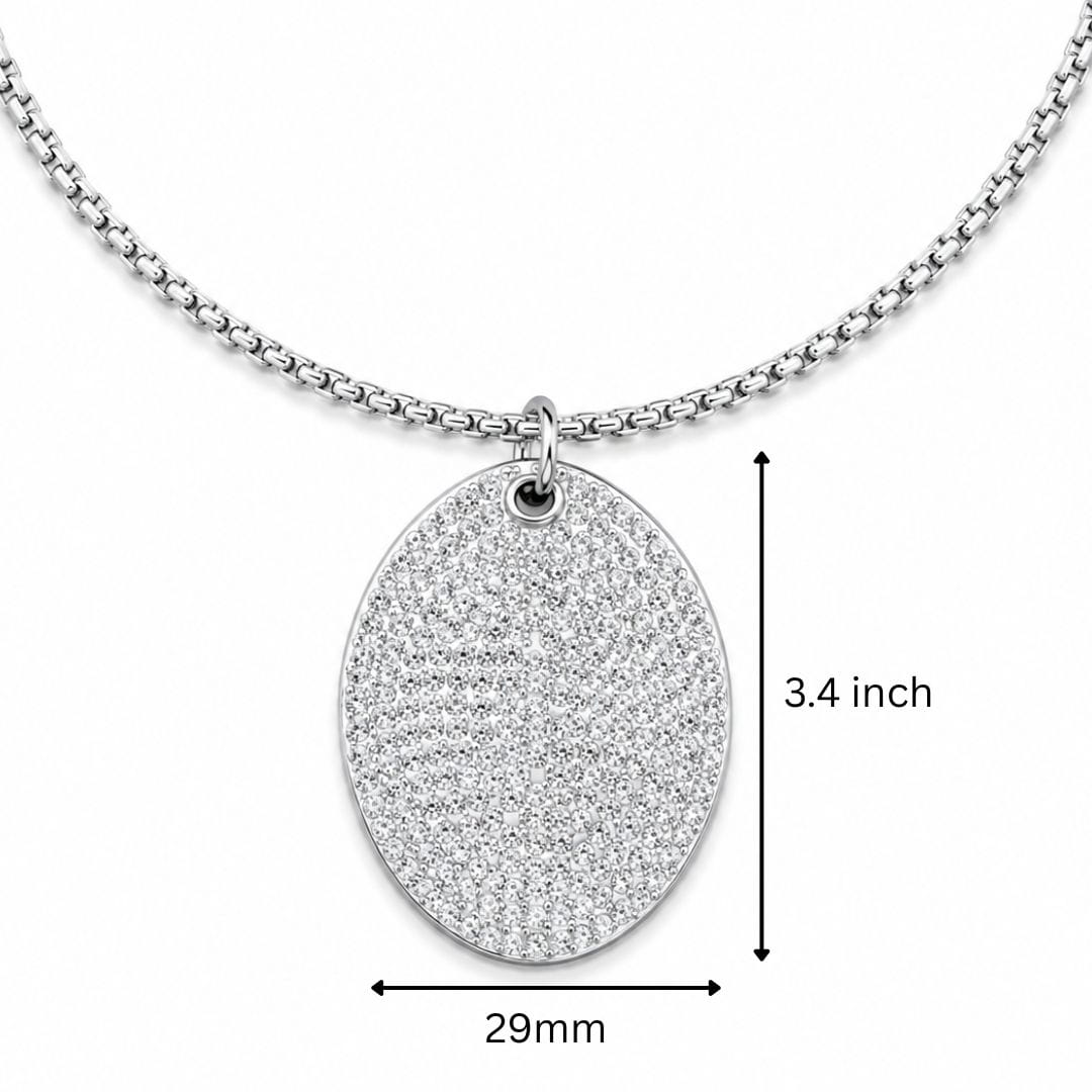 THE MEN THING SS Pendant/ Necklace ICE OVAL - 29mm Titanium Steel Pendant with 23inch Round Box 3mm Chain for Men & Boys