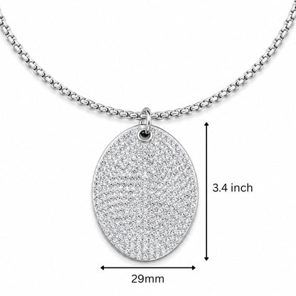 THE MEN THING SS Pendant/ Necklace ICE OVAL - 29mm Titanium Steel Pendant with 23inch Round Box 3mm Chain for Men & Boys