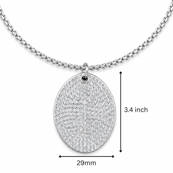 ICE OVAL - 29mm Titanium Steel Pendant with 23inch Round Box 3mm Chain for Men & Boys