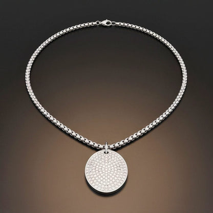 THE MEN THING SS Pendant/ Necklace ICE OVAL - 29mm Titanium Steel Pendant with 23inch Round Box 3mm Chain for Men & Boys