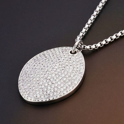 THE MEN THING SS Pendant/ Necklace ICE OVAL - 29mm Titanium Steel Pendant with 23inch Round Box 3mm Chain for Men & Boys