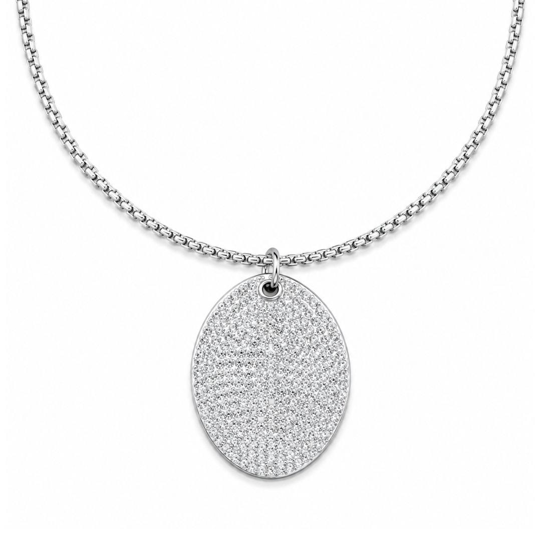 THE MEN THING SS Pendant/ Necklace ICE OVAL - 29mm Titanium Steel Pendant with 23inch Round Box 3mm Chain for Men & Boys