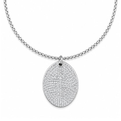 THE MEN THING SS Pendant/ Necklace ICE OVAL - 29mm Titanium Steel Pendant with 23inch Round Box 3mm Chain for Men & Boys