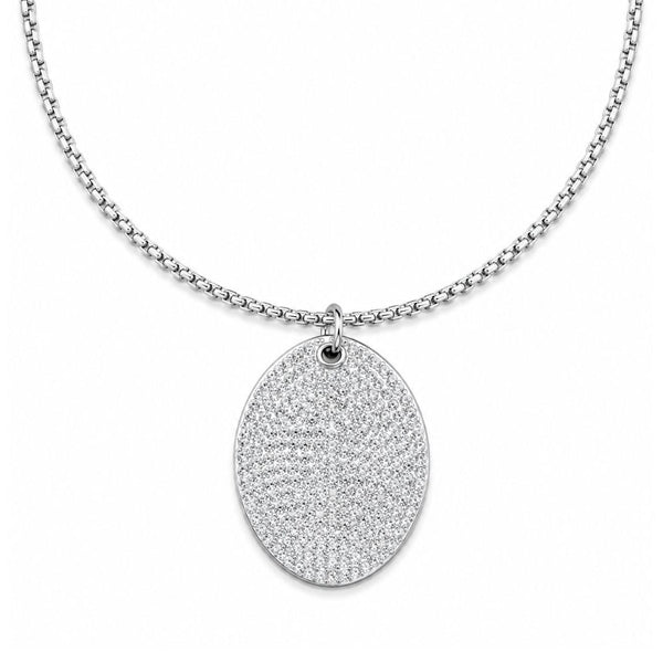 ICE OVAL - 29mm Titanium Steel Pendant with 23inch Round Box 3mm Chain for Men & Boys