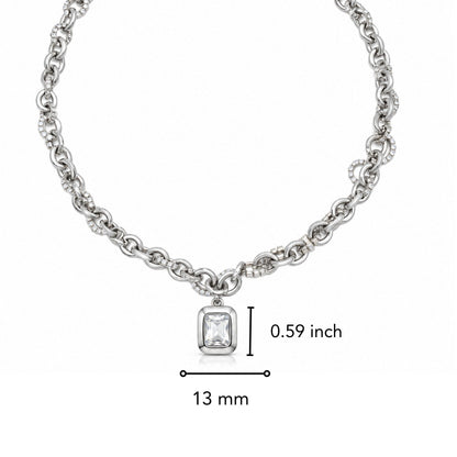 THE MEN THING SS Pendant/ Necklace ICED LINK - 13mm Titanium Steel Pendant with 17 to 19 inch Adjustable 7.8mm Chain for Men & Boys