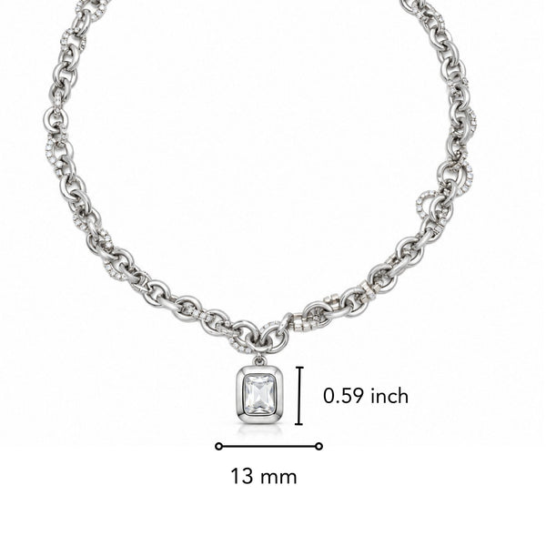 ICED LINK - 13mm Titanium Steel Pendant with 17 to 19 inch Adjustable 7.8mm Chain for Men & Boys