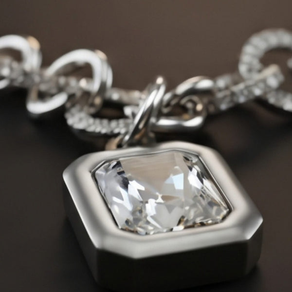 ICED LINK - 13mm Titanium Steel Pendant with 17 to 19 inch Adjustable 7.8mm Chain for Men & Boys