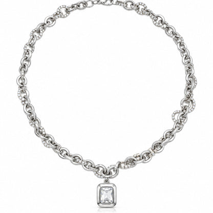 THE MEN THING SS Pendant/ Necklace ICED LINK - 13mm Titanium Steel Pendant with 17 to 19 inch Adjustable 7.8mm Chain for Men & Boys