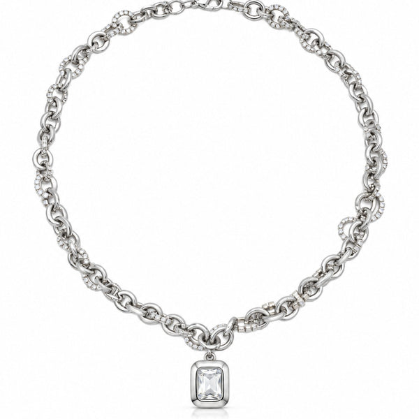 ICED LINK - 13mm Titanium Steel Pendant with 17 to 19 inch Adjustable 7.8mm Chain for Men & Boys