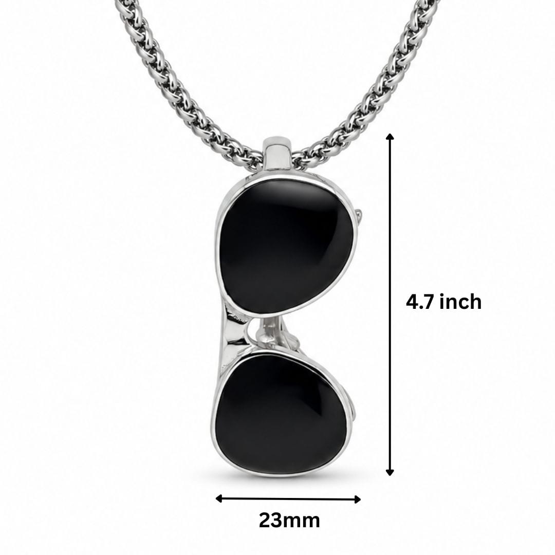 THE MEN THING SS Pendant/ Necklace ICONIC SUNGLASS - 23mm Titanium Steel Pendant with Adjustable Round Box 4mm Chain for Men & Boys (22 to 24inch)
