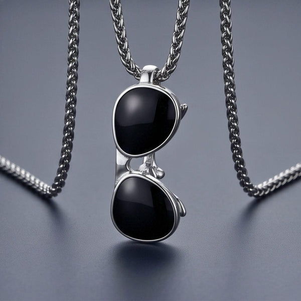 ICONIC SUNGLASS - 23mm Titanium Steel Pendant with Adjustable Round Box 4mm Chain for Men & Boys (22 to 24inch)