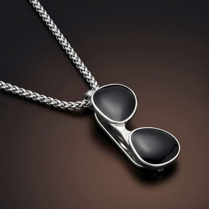 THE MEN THING SS Pendant/ Necklace ICONIC SUNGLASS - 23mm Titanium Steel Pendant with Adjustable Round Box 4mm Chain for Men & Boys (22 to 24inch)