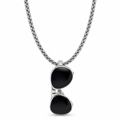 THE MEN THING SS Pendant/ Necklace ICONIC SUNGLASS - 23mm Titanium Steel Pendant with Adjustable Round Box 4mm Chain for Men & Boys (22 to 24inch)
