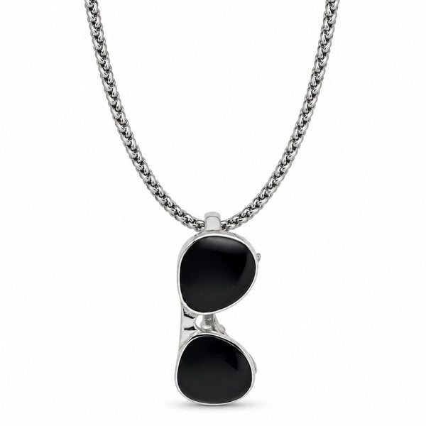 ICONIC SUNGLASS - 23mm Titanium Steel Pendant with Adjustable Round Box 4mm Chain for Men & Boys (22 to 24inch)