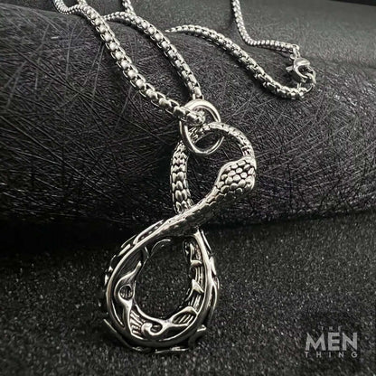THE MEN THING SS Pendant/ Necklace INFINITY SNAKE -  Alloy Pendant with Pure Stainless Steel 24inch Round Box Chain, European trending Style for Men & Boy