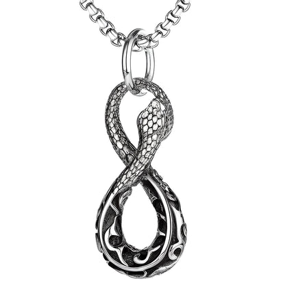 THE MEN THING SS Pendant/ Necklace INFINITY SNAKE -  Alloy Pendant with Pure Stainless Steel 24inch Round Box Chain, European trending Style for Men & Boy