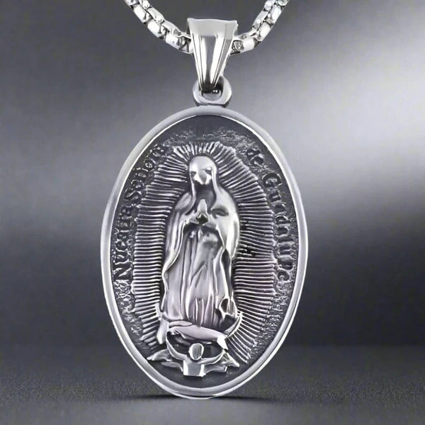 जीसस कार्ड - शुद्ध स्टेनलेस स्टील 24 इंच गोल बॉक्स चेन के साथ मिश्र धातु पेंडेंट, पुरुषों और लड़कों के लिए अमेरिकी ट्रेंडिंग स्टाइल