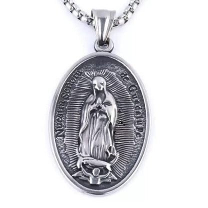 THE MEN THING SS Pendant/ Necklace JESUS CARD - Alloy Pendant with Pure Stainless Steel  24inch Round Box Chain, American trending Style for Men & Boy