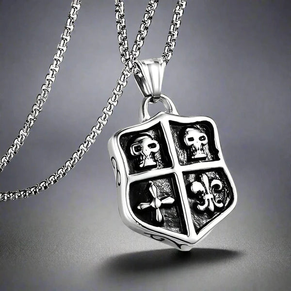 जोकर डेक खोपड़ी - शुद्ध स्टेनलेस स्टील 24 इंच गोल बॉक्स चेन के साथ मिश्र धातु पेंडेंट, पुरुषों और लड़कों के लिए अमेरिकी ट्रेंडिंग स्टाइल