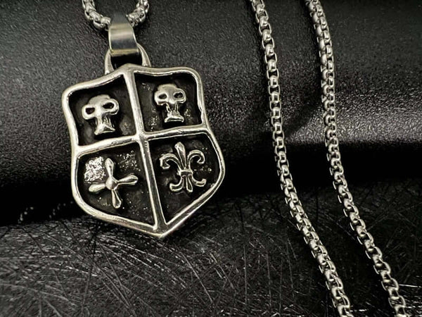 जोकर डेक खोपड़ी - शुद्ध स्टेनलेस स्टील 24 इंच गोल बॉक्स चेन के साथ मिश्र धातु पेंडेंट, पुरुषों और लड़कों के लिए अमेरिकी ट्रेंडिंग स्टाइल