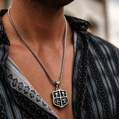 THE MEN THING SS Pendant/ Necklace JOKER DECK SKULL -  Alloy Pendant with Pure Stainless Steel 24inch Round Box Chain, American trending Style for Men & Boy