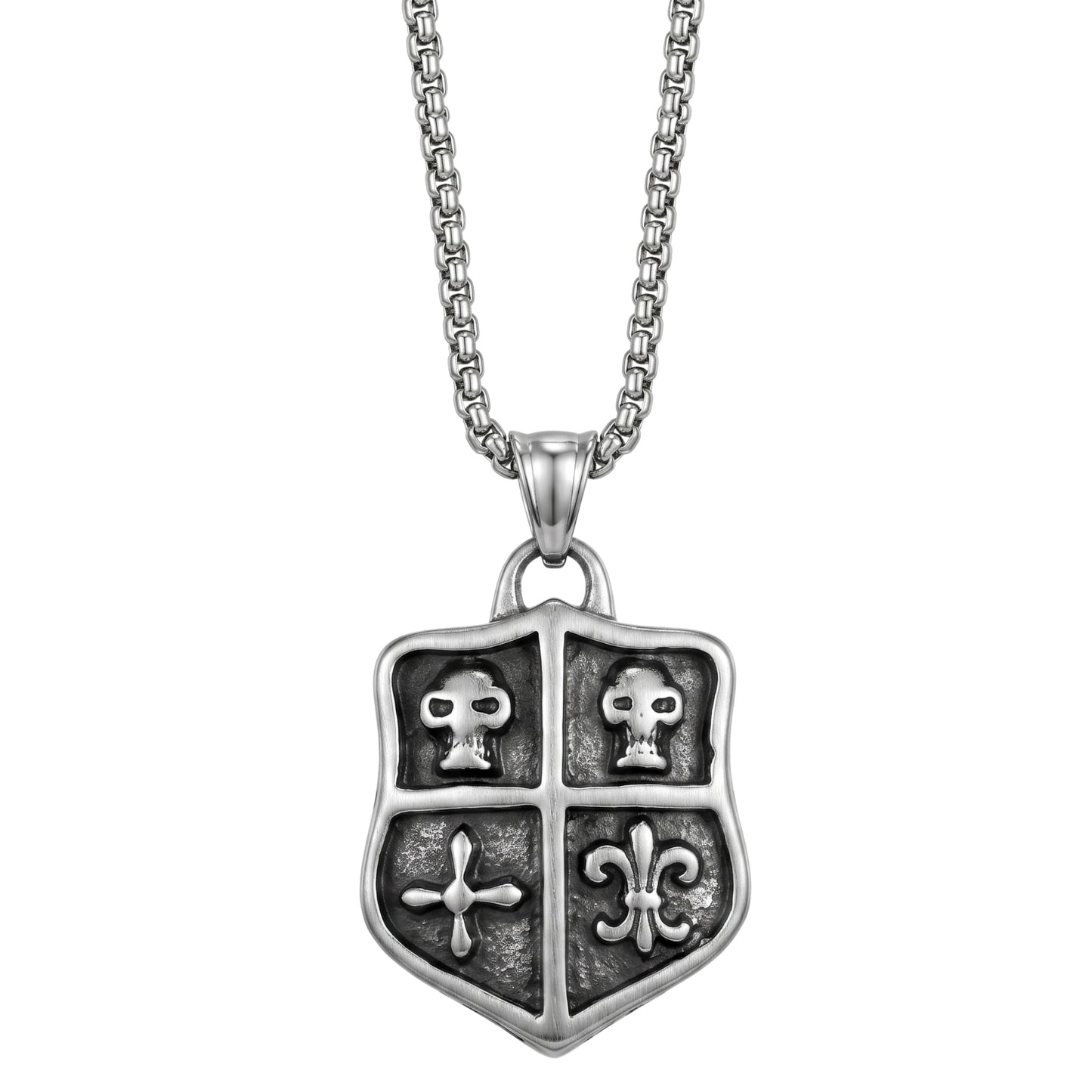 THE MEN THING SS Pendant/ Necklace JOKER DECK SKULL -  Alloy Pendant with Pure Stainless Steel 24inch Round Box Chain, American trending Style for Men & Boy