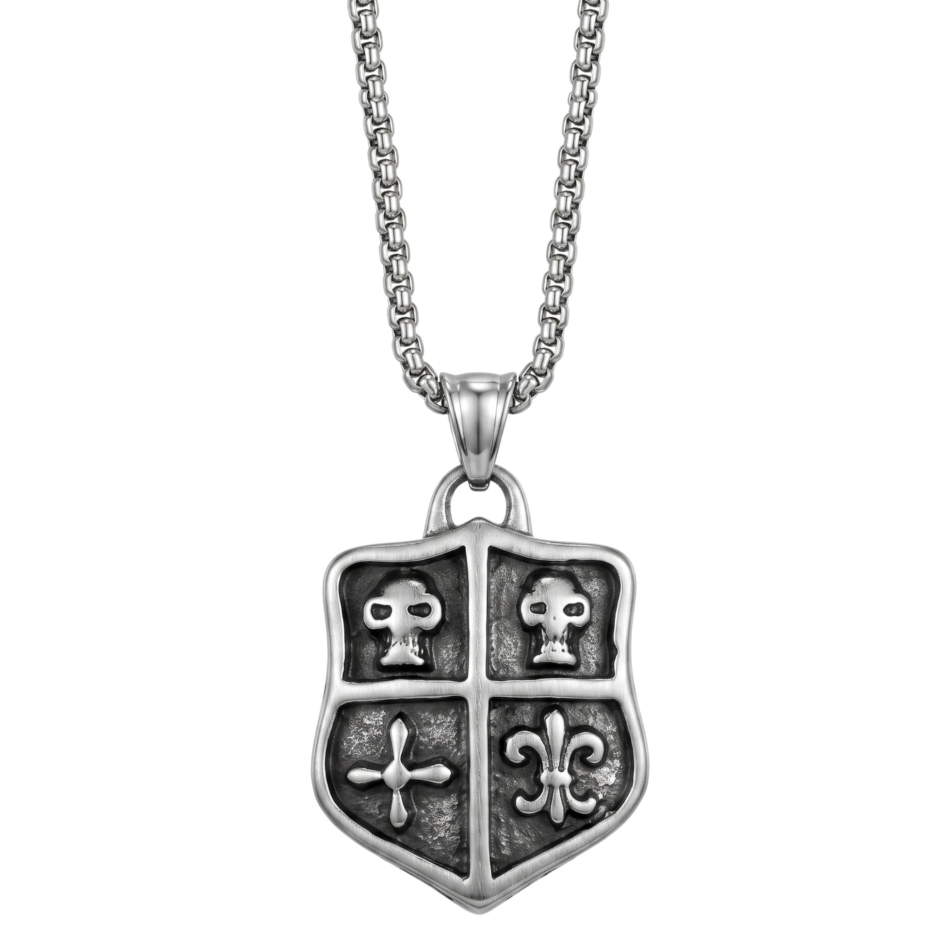 THE MEN THING SS Pendant/ Necklace JOKER DECK SKULL -  Alloy Pendant with Pure Stainless Steel 24inch Round Box Chain, American trending Style for Men & Boy