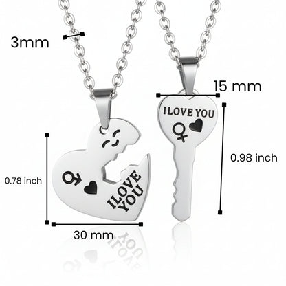THE MEN THING SS Pendant/ Necklace KEY TO MY HEART - Pure Titanium Steel Pendant with 23inch Round Rolo Chain for Men & Boys