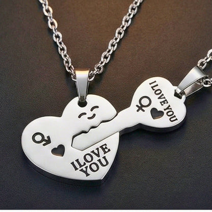 THE MEN THING SS Pendant/ Necklace KEY TO MY HEART - Pure Titanium Steel Pendant with 24inch Round Rolo Chain for Men & Boys